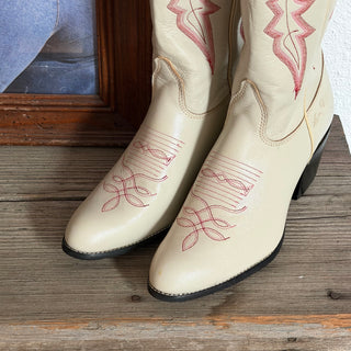 Tall Pink & White Cowboy Boots - Women’s 6.5