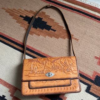 1960s Tooled Leather Deer Purse