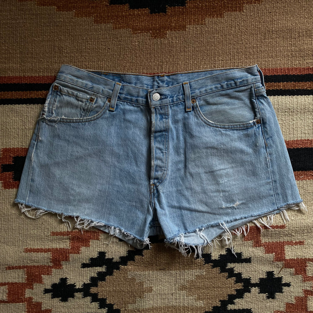 Faded Blue Cutoff Levi Shorts 33”