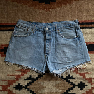 Vintage Faded Blue Cutoff Levi Shorts 33 inch waist