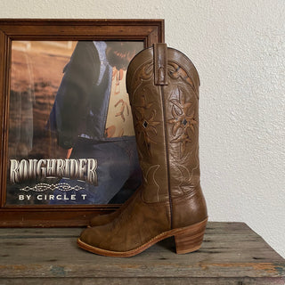 Chic Brown Inlay Cowboy Boots - Women’s 6.5 & 7