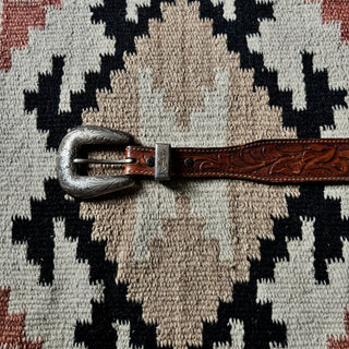 Tooled Leather Western Belt - 35” - 37”
