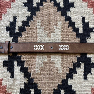 Stitched Brown Leather Belt - 26” - 29”