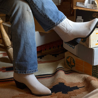 White Suede Cowboy Boots - Women’s 7