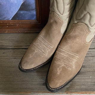 Tan Suede Cowboy Boots - Women’s 6.5