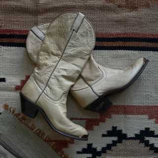 Vintage Cream Code West Leather Cowboy Boots, Women's 7