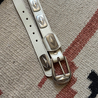 White Wrangler Concho Belt - 26” - 28”