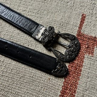 Embellished Black Western Belt - 29” - 32”