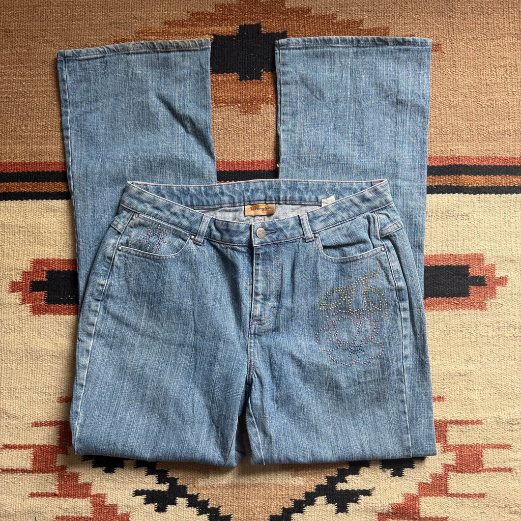 Bejeweled Bootcut Wranglers 33”