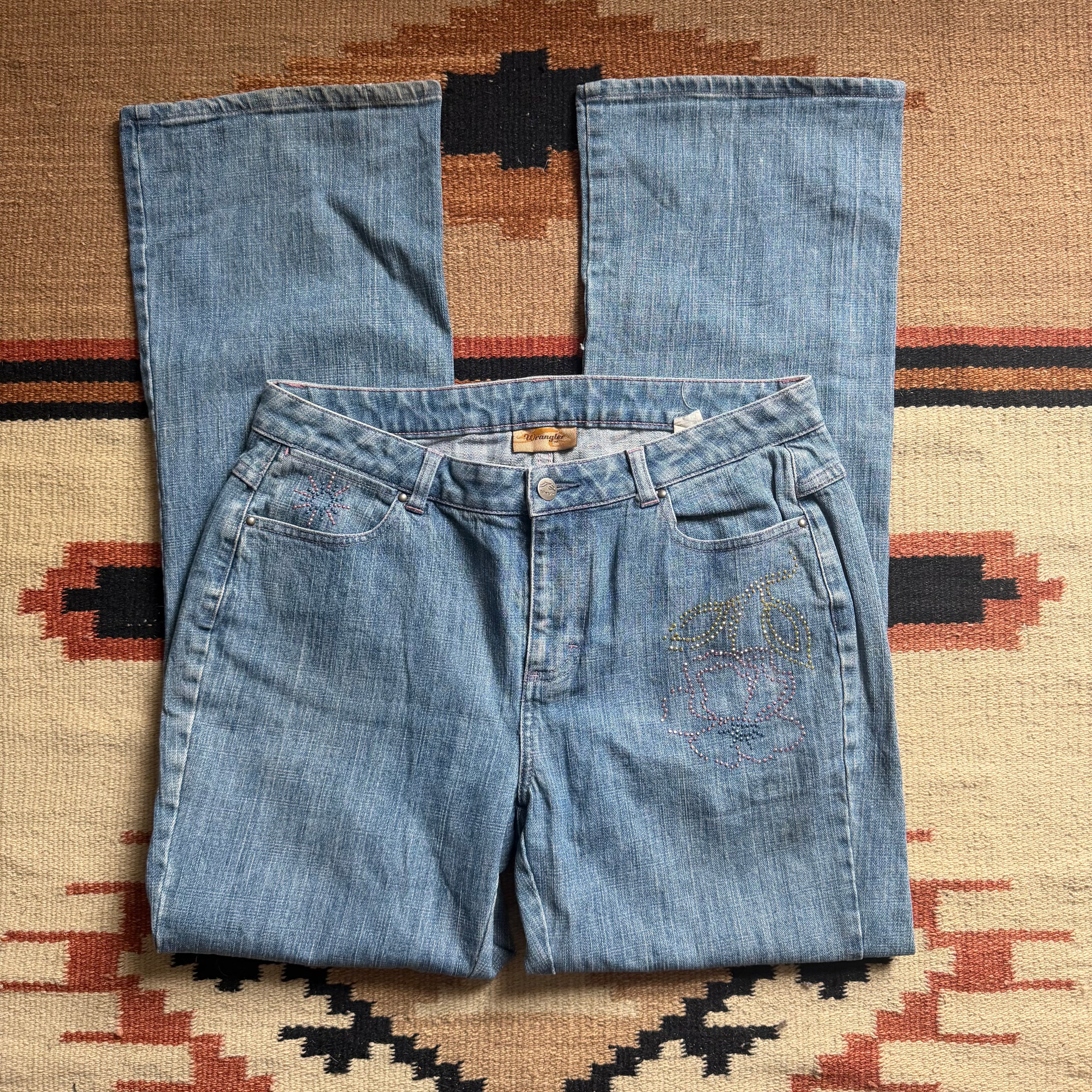 Bejeweled Bootcut Wranglers 33”