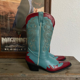 Pink & Blue Cowboy Boots - Women’s 7.5