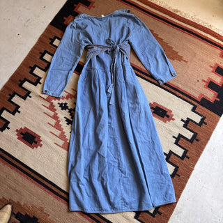 Embroidered Denim Maxi Dress - Medium