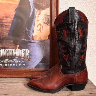 Vintage Dan Post Fire Inlay Cowboy Boots, Women’s 7