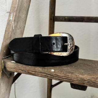 Black Leather Western Belt - 32” - 35”