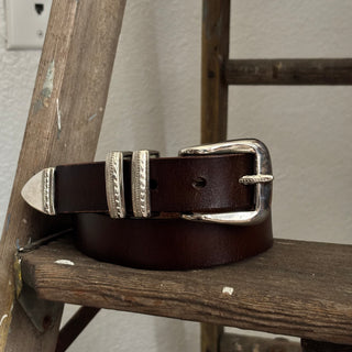 Brown Leather Western Belt - 28” - 31”
