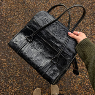 1950s Black Leather Cowgirl Purse