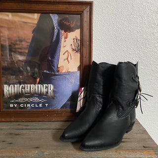 Black Fringe Cowboy Boots - Women’s 10