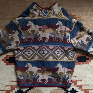 Vintage Wild Horses Cowgirl Jacket, Large for Women