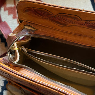 Tooled Leather Rose 1970s Cowgirl Purse