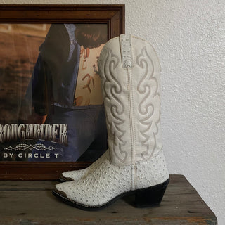 Ostrich Pattern Texas Cowboy Boots - Women’s 7.5