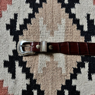 Embossed Gator Leather Belt - 35” - 38”