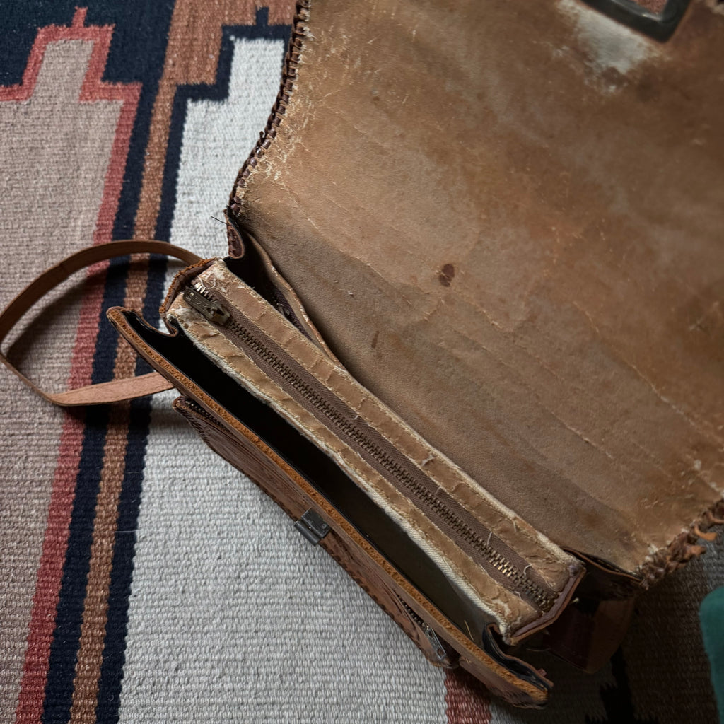 50s Tooled Leather Floral Bag
