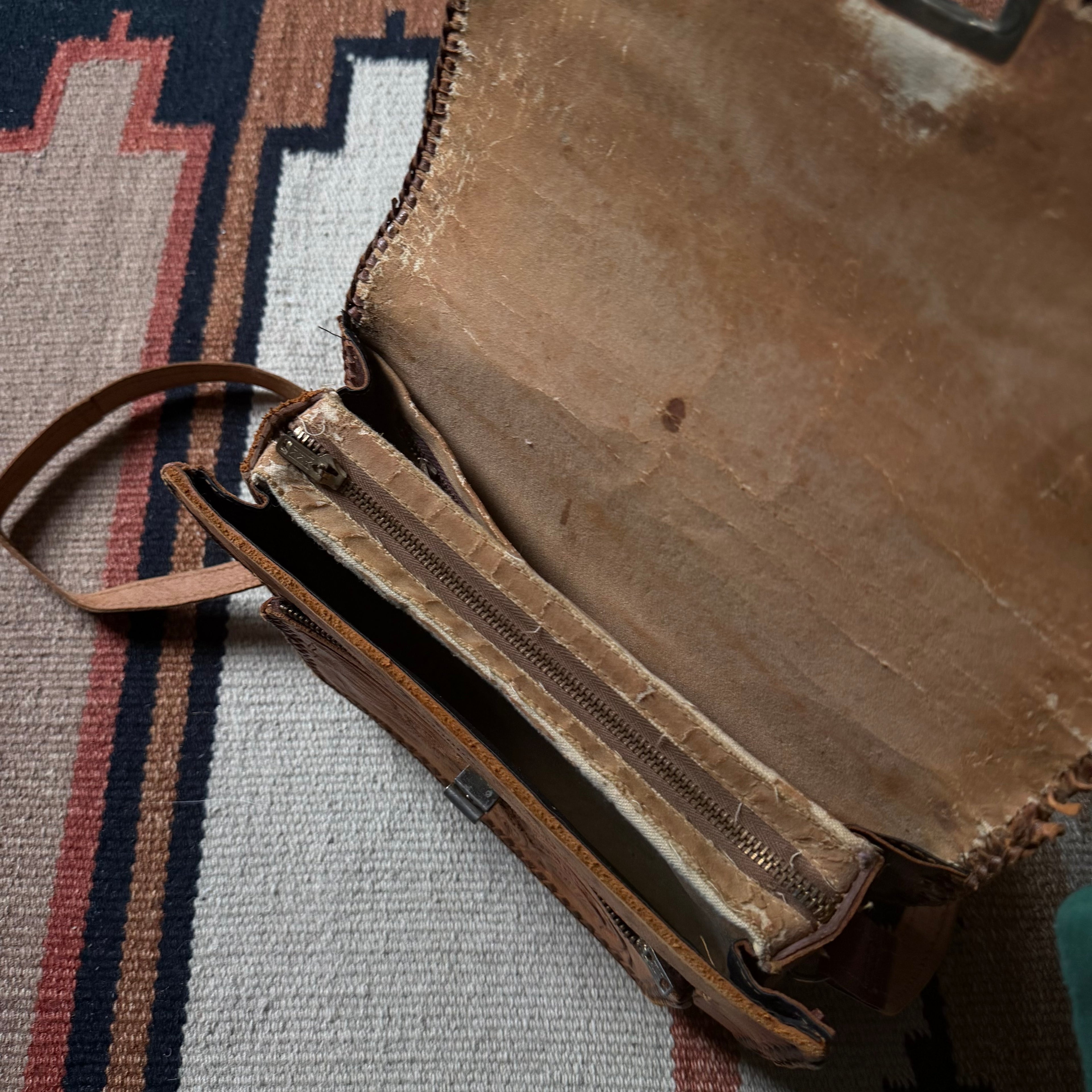 50s Tooled Leather Floral Bag