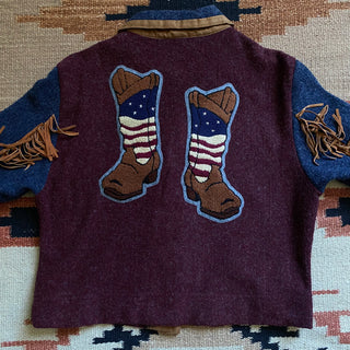 Vintage Rare Roughrider Fringe Fleece Jacket, Small for Women