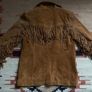 Vintage Cowboy Fringe Suede Jacket, Large for Women