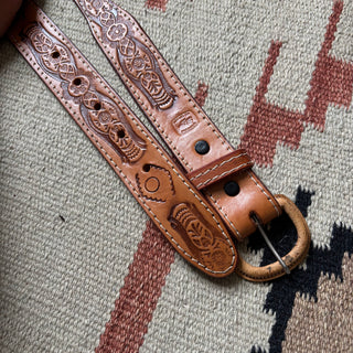Tooled Leather Belt - Sizes 29” - 32”
