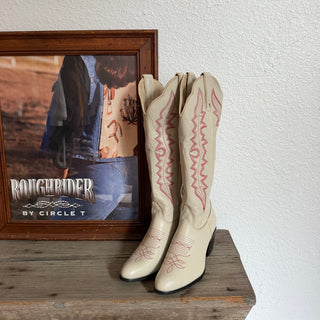 Tall Pink & White Cowboy Boots - Women’s 6.5