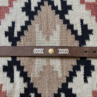 Stitched Brown Leather Belt - 26” - 29”