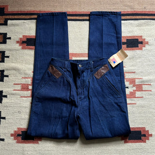 Faux Leather Trim Bareback Jeans - 25” & 28”