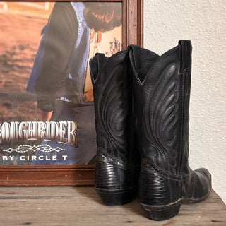 Vintage Code West Black Lizardskin Cowboy Boots, Women’s Size 7