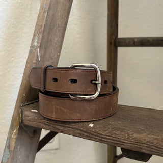 Stitched Brown Leather Belt - 26” - 29”