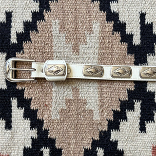 White Wrangler Concho Belt - 26” - 28”