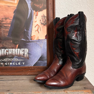 Vintage Dan Post Fire Inlay Cowboy Boots, Women’s 7