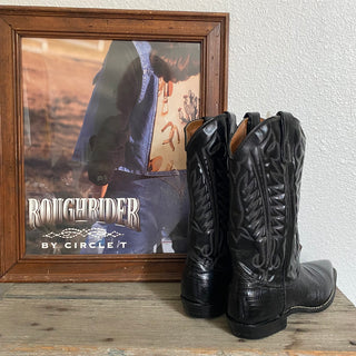 Black Lizard Print Cowboy Boots - Men’s 8 / Women’s 9.5