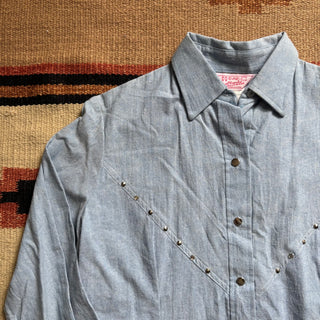 Bedazzled Chambray Cowgirl Shirt - Large