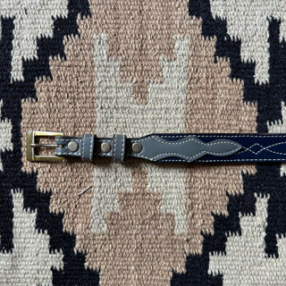Blue Western Stitched Belt - Sizes 33” - 36”