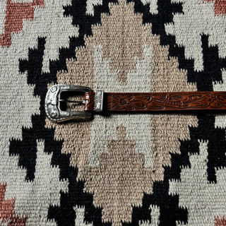 Tooled Leather Belt - 21” - 24”