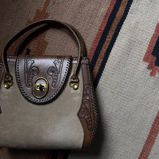 1950s Cowgirl Granny Leather Suede Purse