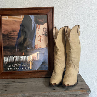 Vintage Cream Code West Leather Cowboy Boots, Women's 7