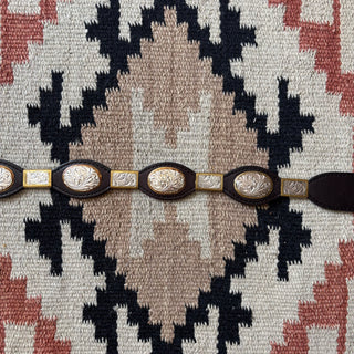 Black Leather Concho Belt - 25” - 28”