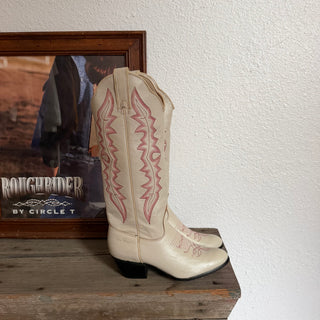 Tall Pink & White Cowboy Boots - Women’s 6.5