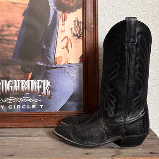 Vintage Code West Black Lizardskin Cowboy Boots, Women’s Size 7