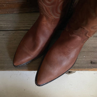 Braided Brown Cowboy Boots - Men’s 7.5 & 8.5 / Women’s 9 & 10