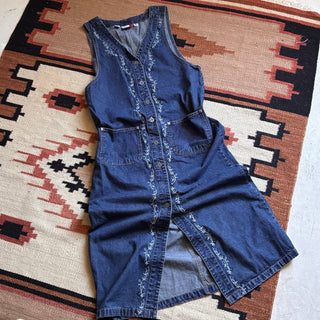 Floral Denim Maxi Dress - Small