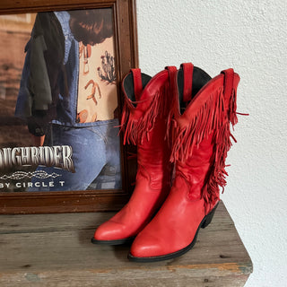Red Fringe Cowboy Boots - Women’s 6.5