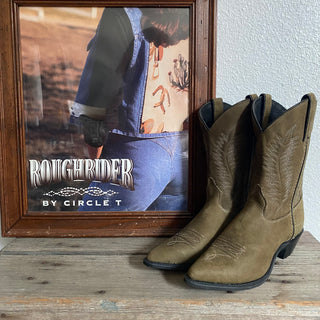 Olive Green Suede Cowboy Boots - Women’s 6, 6.5 & 8.5